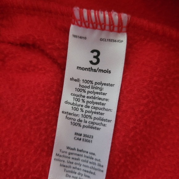 Carter's Baby red winter coat peacoat and hat size 3 months - Picture 4 of 8